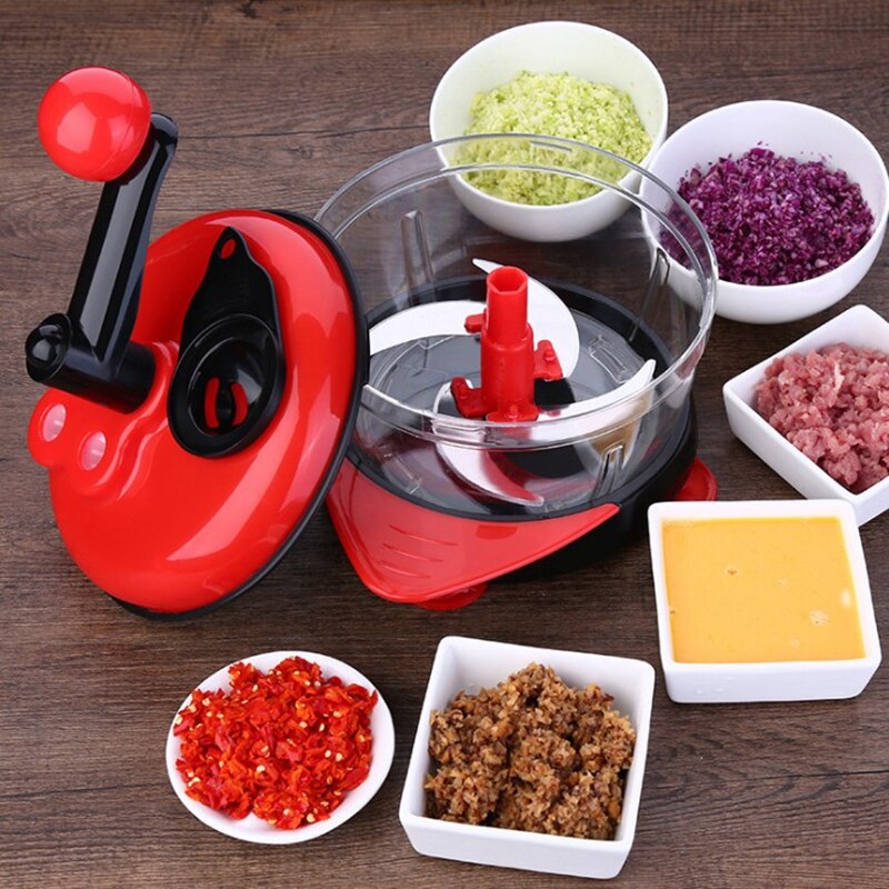 Multifunctionele Keukengadget - Handmatige Vleesmolen, Deegvuller Mixer, Eischeider - Rood PP, Polyester, Roestvrij Staal