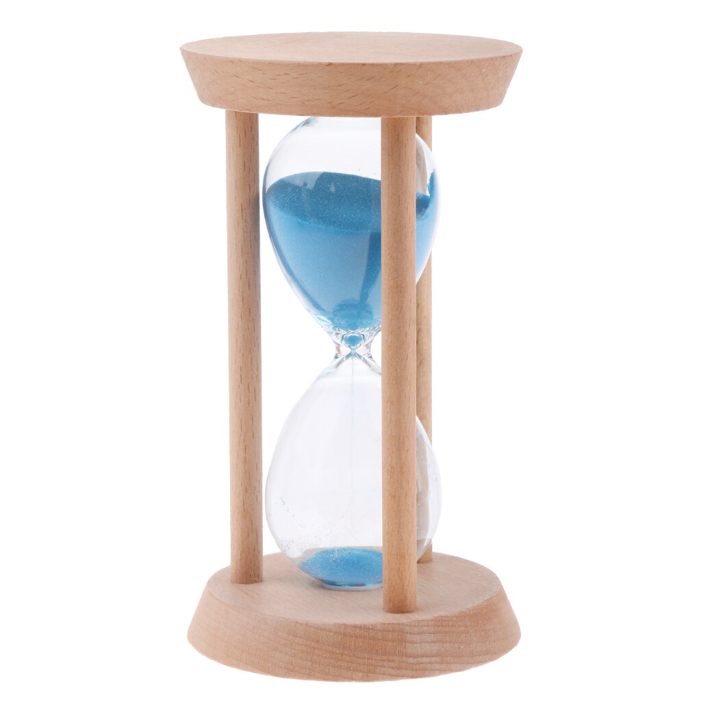 MagiDeal 30 Minutes Wooden Frame Sand Timer with Blue Sand Hourglass Home Decoration