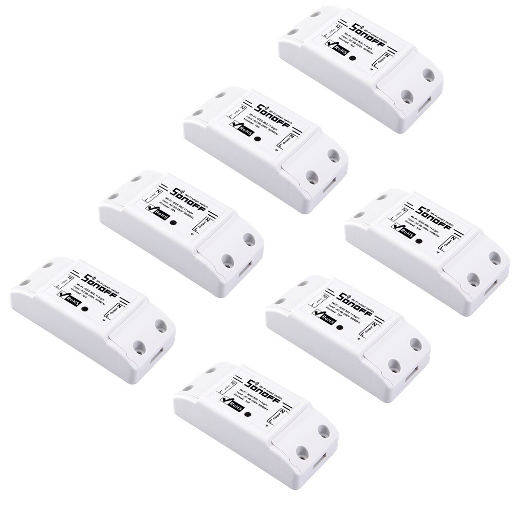 12 stk sonoff basic wifi switch universal til smart home wifi switch automationsmodul timer diy fjernbetjening til iphone ios: 7 stk