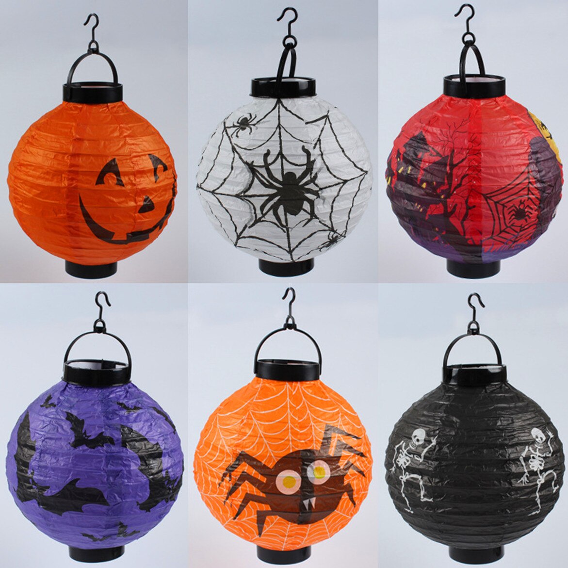 Halloween Decorations Paper Lanterns with LED Light for Halloween Party Supplies Halloween Party Favor