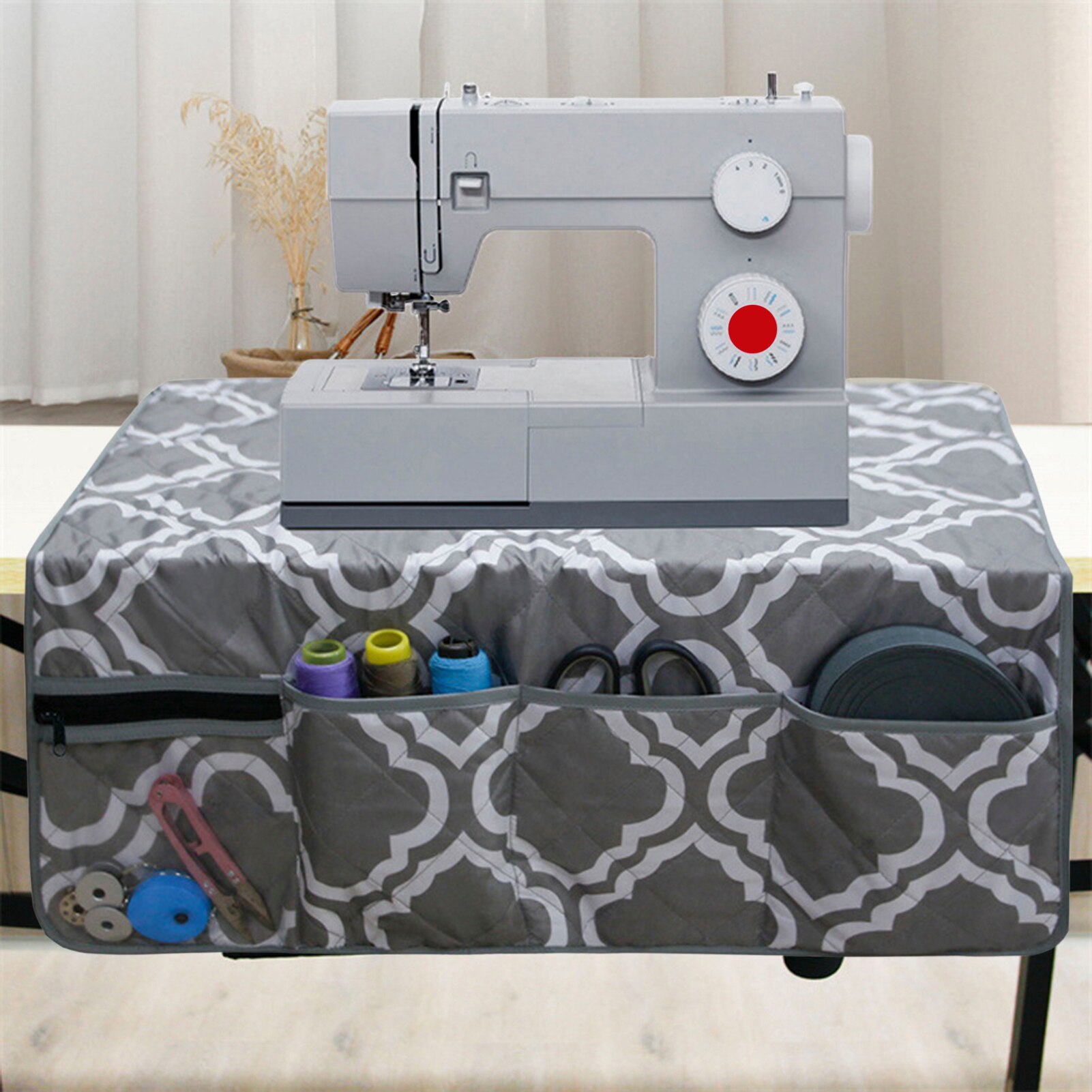 Sewing Machine Mat With Pockets Sewing Machine Protective Dust Cover Sewing Table Accessories Water-Resistant Universal 4 Colors