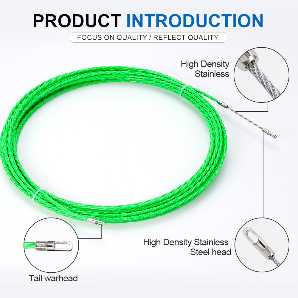 Extractor de Cable de 4mm, 5/10/15/20/25/30/40/50M, conducto de fibra de vidrio, cinta de pescar, Cable eléctrico, guía, dispositivo, herramienta de ayuda