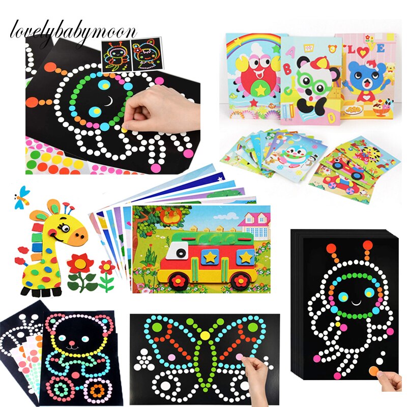 Children 3D DIY Handmade Toy 6 Colorful Dot Mosaic Stickers 5 EVA Sticker Kids Kindergarten Art Craft Educational Toys