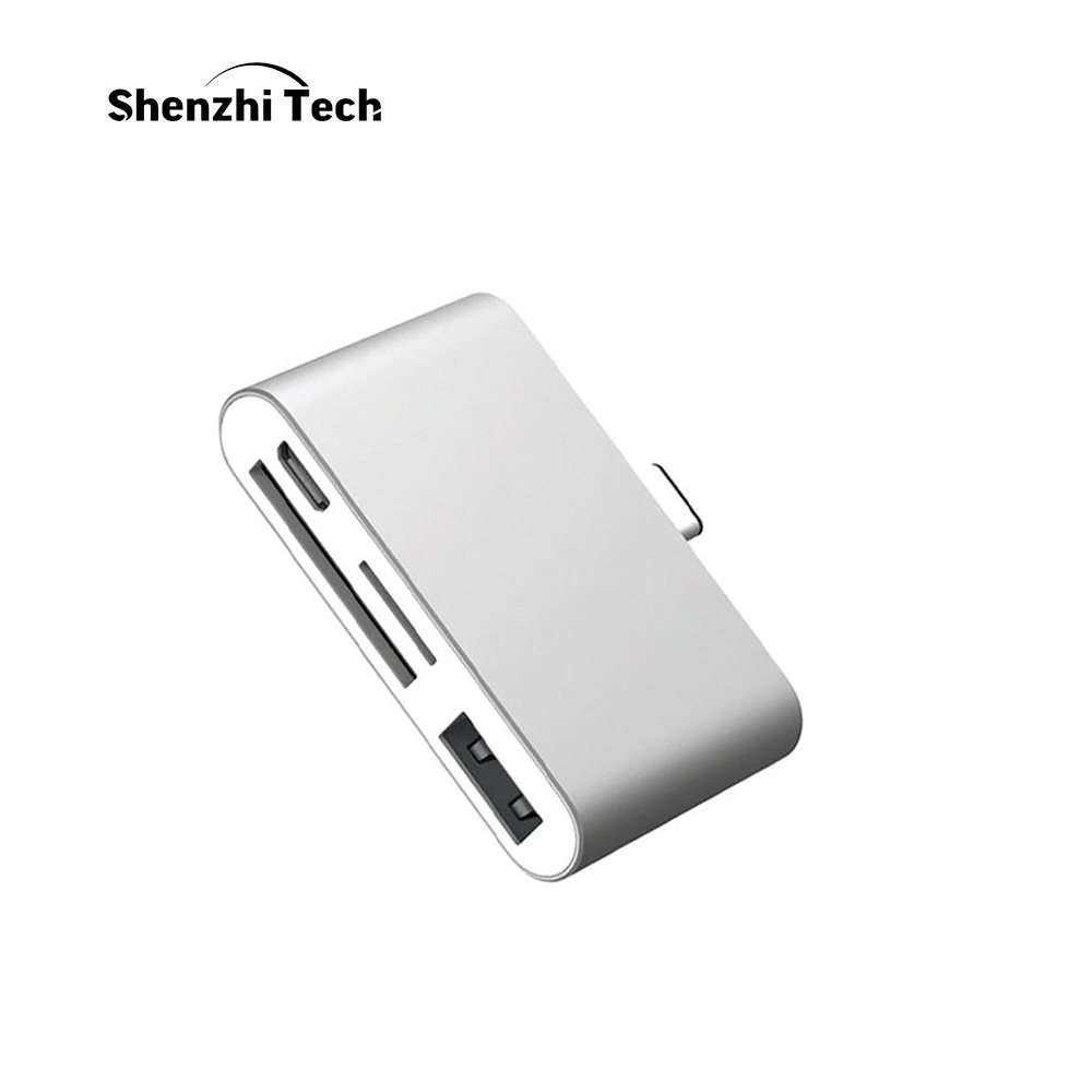 Mini USB C Hub, SD TF Card Reader, Aluminum USB C Adapter Smart OTG Reader for Laptop Tablet Smartphone