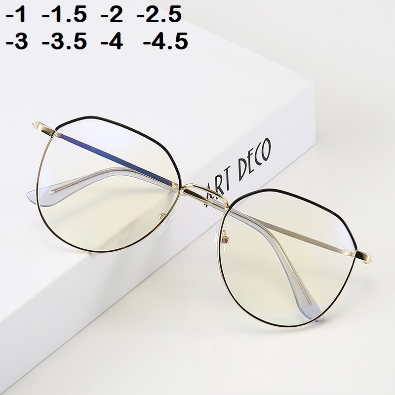 -1-1,5-2-2,5-3-3,5-4-4,5 myopie Brille Frauen Männer retro Metall Rahmen Platz Studenten Myopie Gläser Rahmen Für Neue