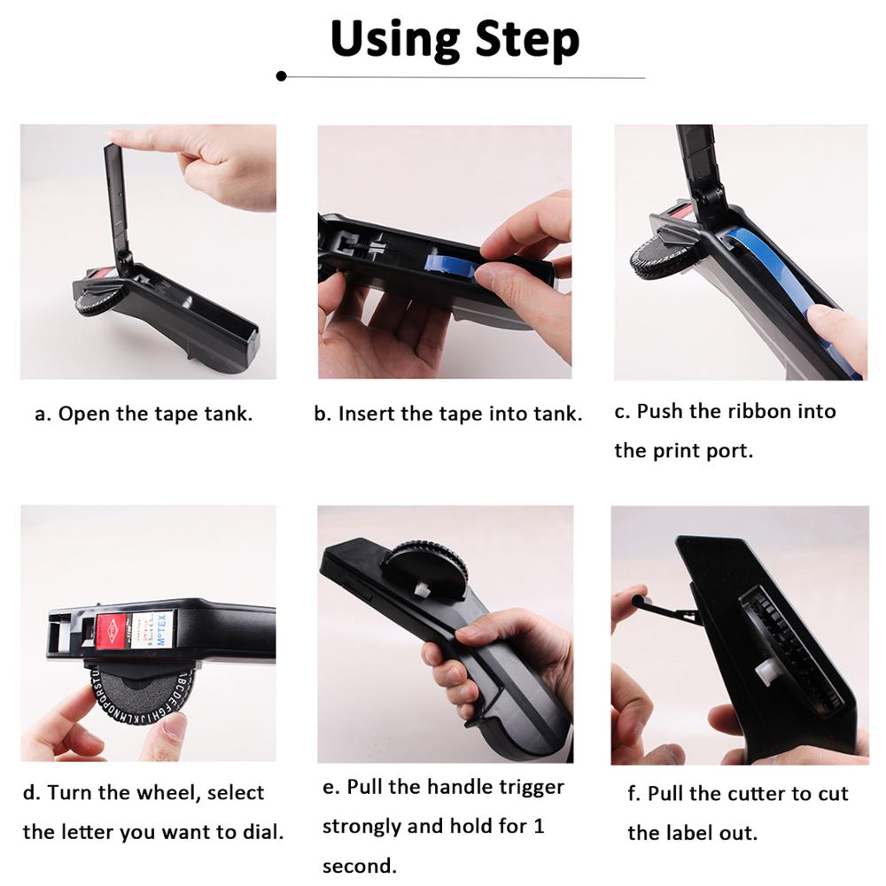 Embossing E-5500B motex Manual Label Printer with red tape plastic lettering machine for 3D embossing 9/12mm label tape black
