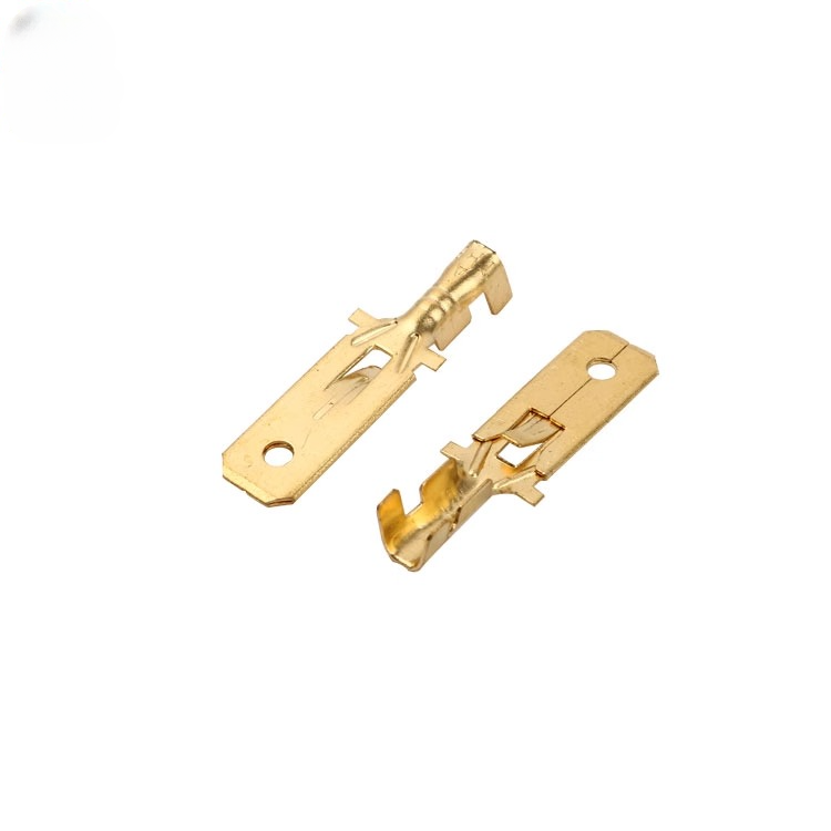50Pcs/lot 6.3mm Automotive Connector Female Male Crimp Terminal for Car Electric Wire Connectors Gold-plated Copper