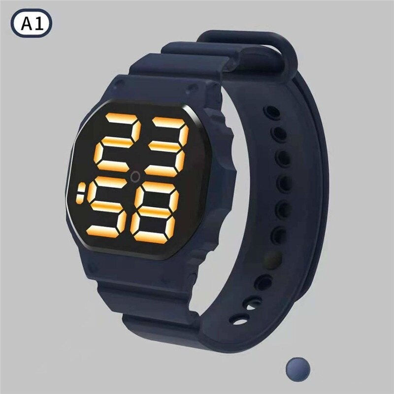 Led Digitale Sport Horloge Voor Mannen Vrouwen Siliconen Band Horloges Reloj Mujer: dark blue