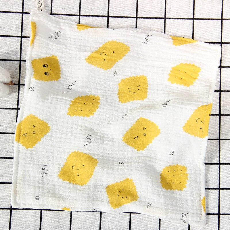 Babyhandduk sex lager gasväv med hög densitet fyrkantig tvättbar seersucker tryckt fyrkantig salivhandduk dagishandduk: Grön