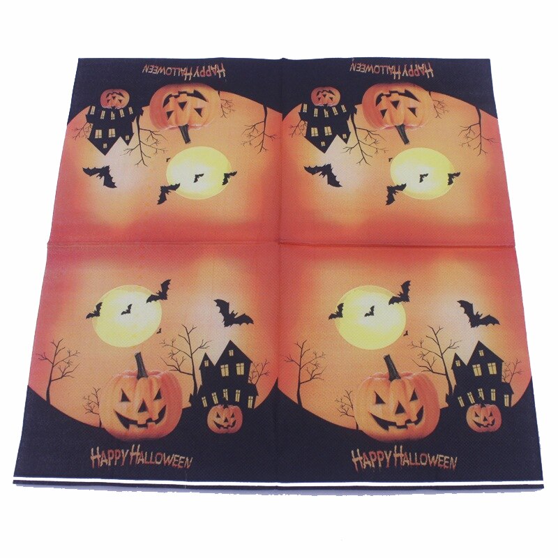 100PCS Halloween Table Decor Party Pumpkin Disposable Paper Napkins Horror Props Tissue Serviettes Party Supplies 33*33CM
