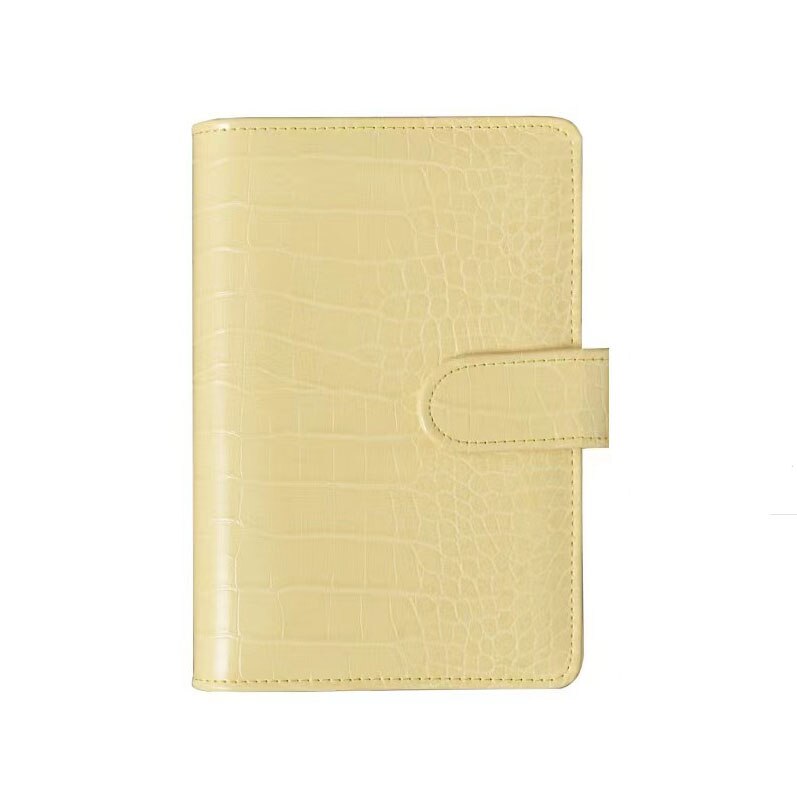 A6 PU Leather Notebook 6 Ring Binder for A6 Filler Paper, Loose Leaf Personal Planner Binder Cover with Magnetic Buckle Closure: Yellow