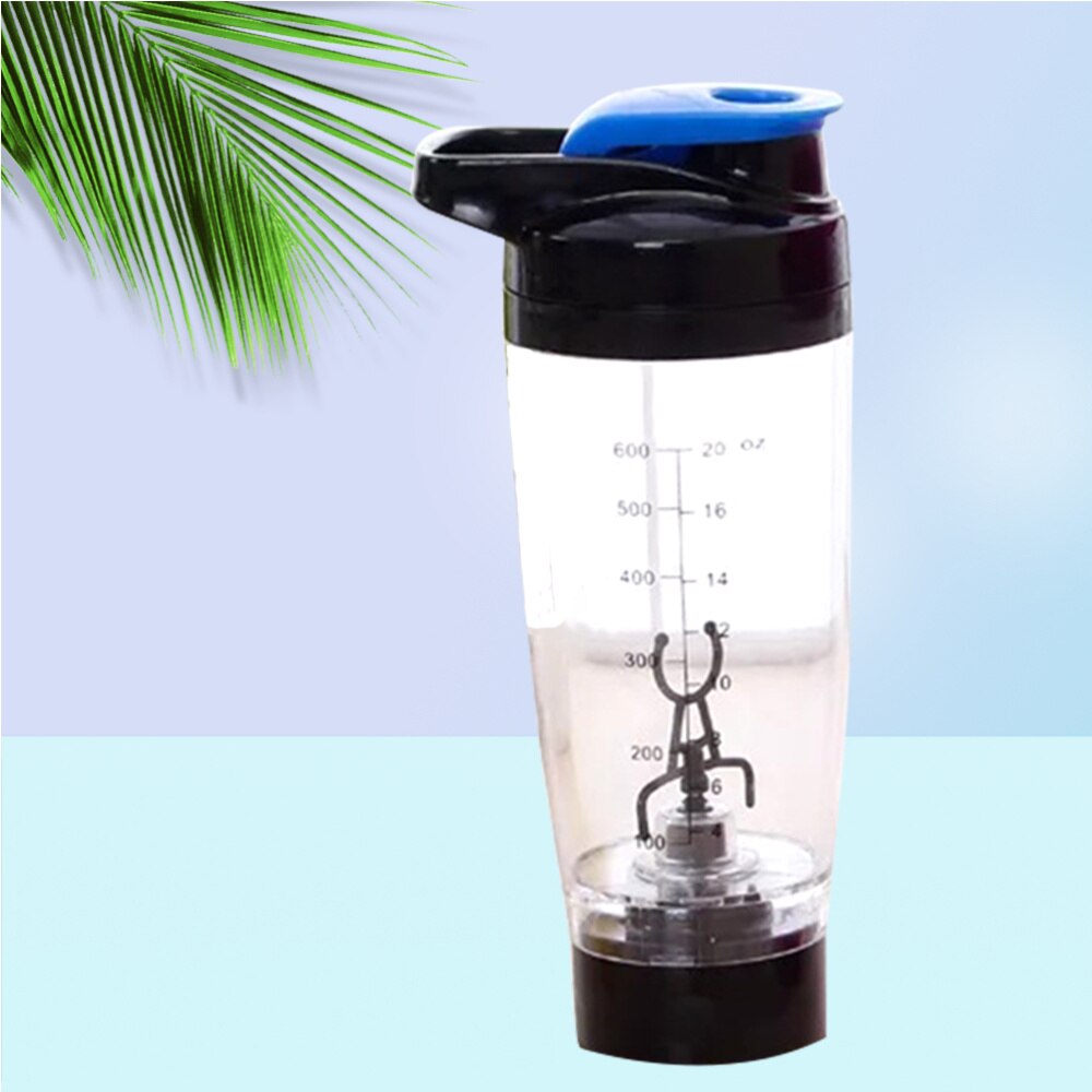 Protein Shaker Bottle Mixer Blender Battery Operated Portable Stirring Blender Cup 600ml (Black)