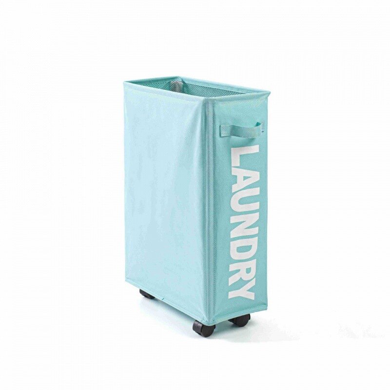 Foldable Dirty Laundry Basket with Caster Wheels Portable Clothes Storage Basket High Capacity Laundry Bags: blue