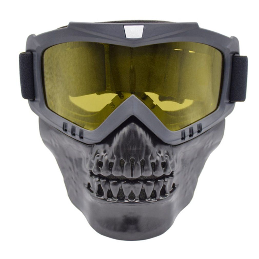 Unisexe lunettes de ski masque modulaire bouche amovible filtre Snowboard lunettes équitation lunettes crâne masque 1 paire: yellow