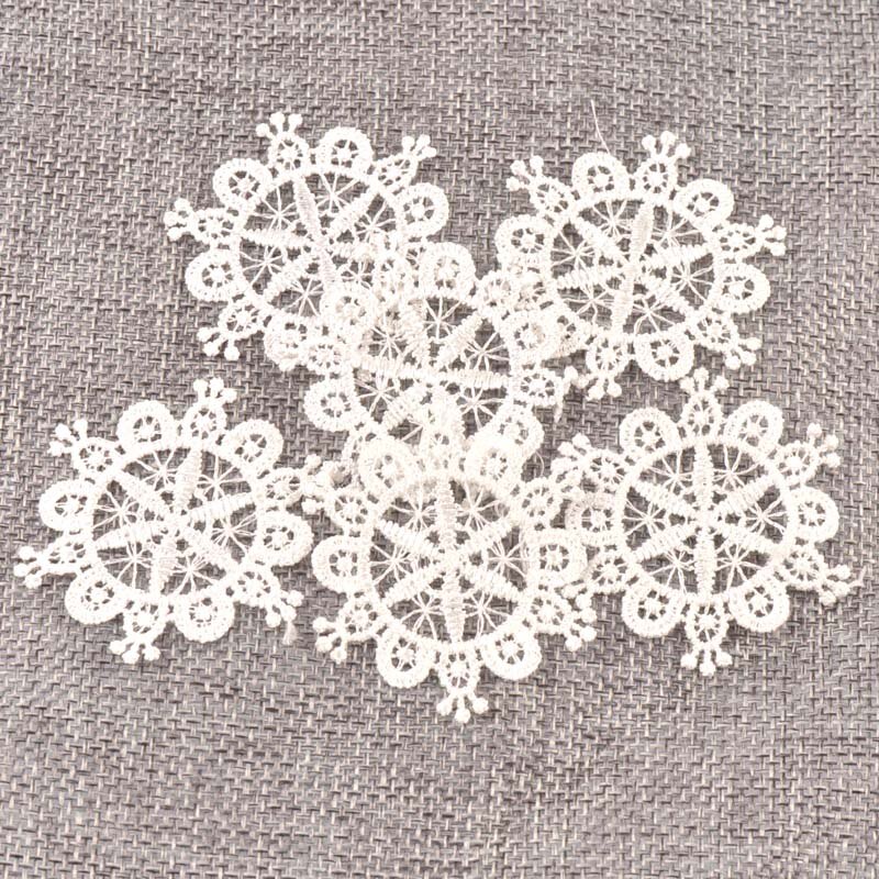 Garniture en maille avec appliques en dentelle blanche, fleur pour coudre sur tissu Guipure, fournitures de mariage, décoration de la maison