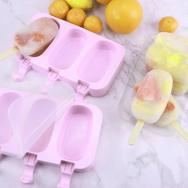 DIY Ice Cream Moulds with Lid 2 PCS Three sets Ice Cream Silicone Mould