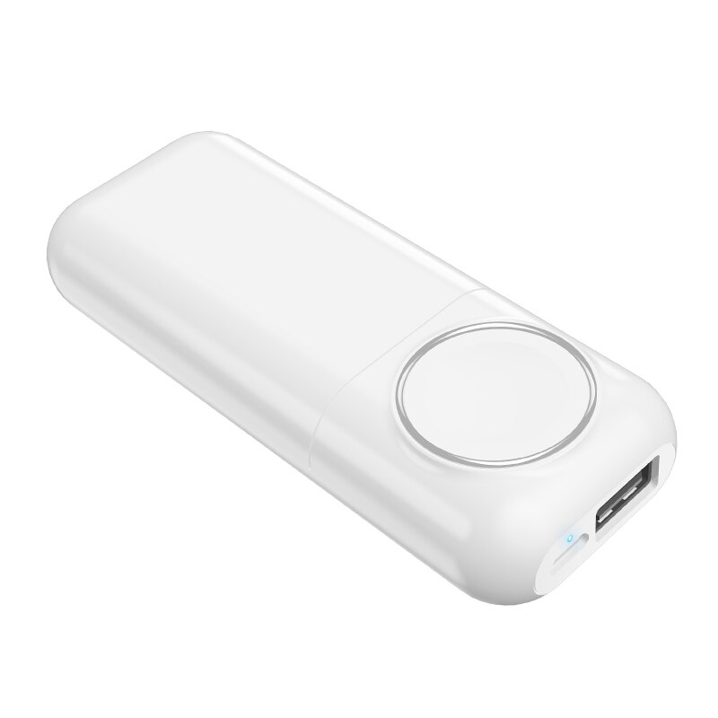 5200Mah Draadloze Snelle Oplader Voor Apple Horloge Dual Port Uitgang Draagbare Magnetische Iwatch Power Bank Voor Iphone X/8 Plus/7 Plus: white
