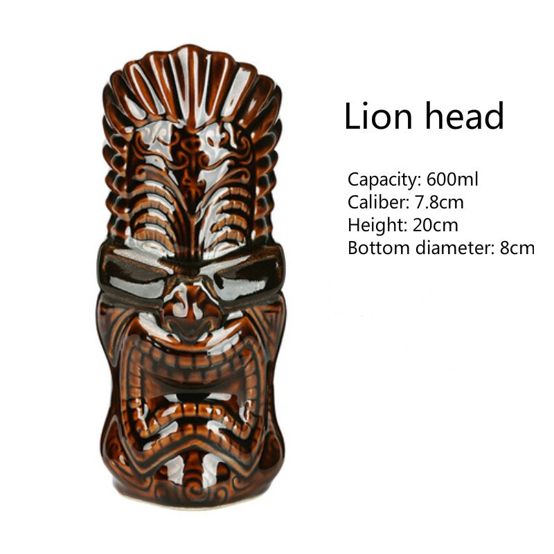 425-600ml bar kalla drycker butik tiki kopp hawaii flicka stygg staty slub lejonhuvud cocktailglas keramiskt vin tiki mugg drinkware: Lejonhuvud