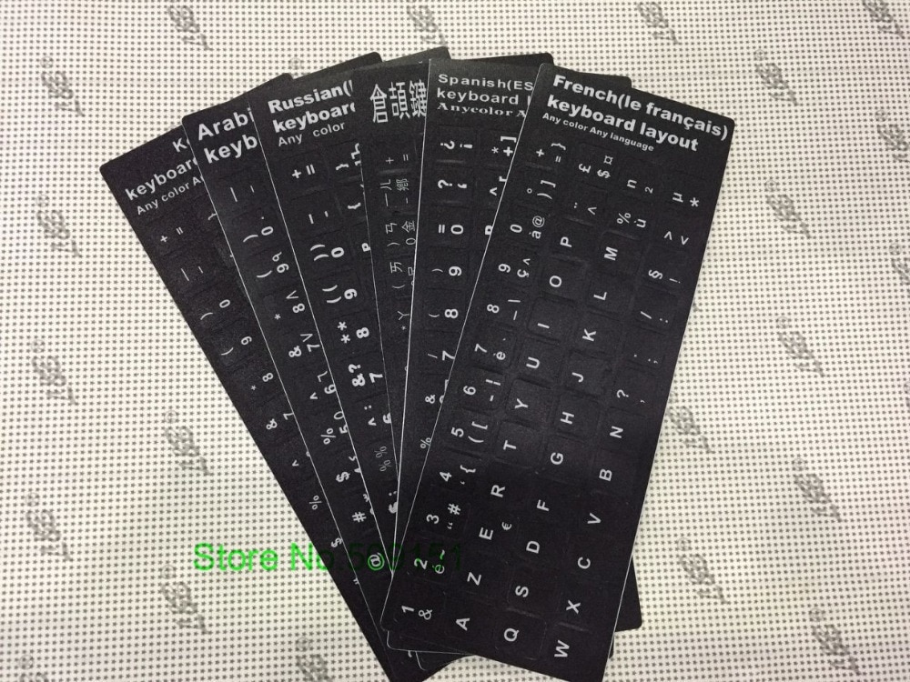 100 pièces/lot espagnol Espanol arabe anglais Farsi turc BR hébreu russe français Aribic italien THAI clavier autocollants Alphabet