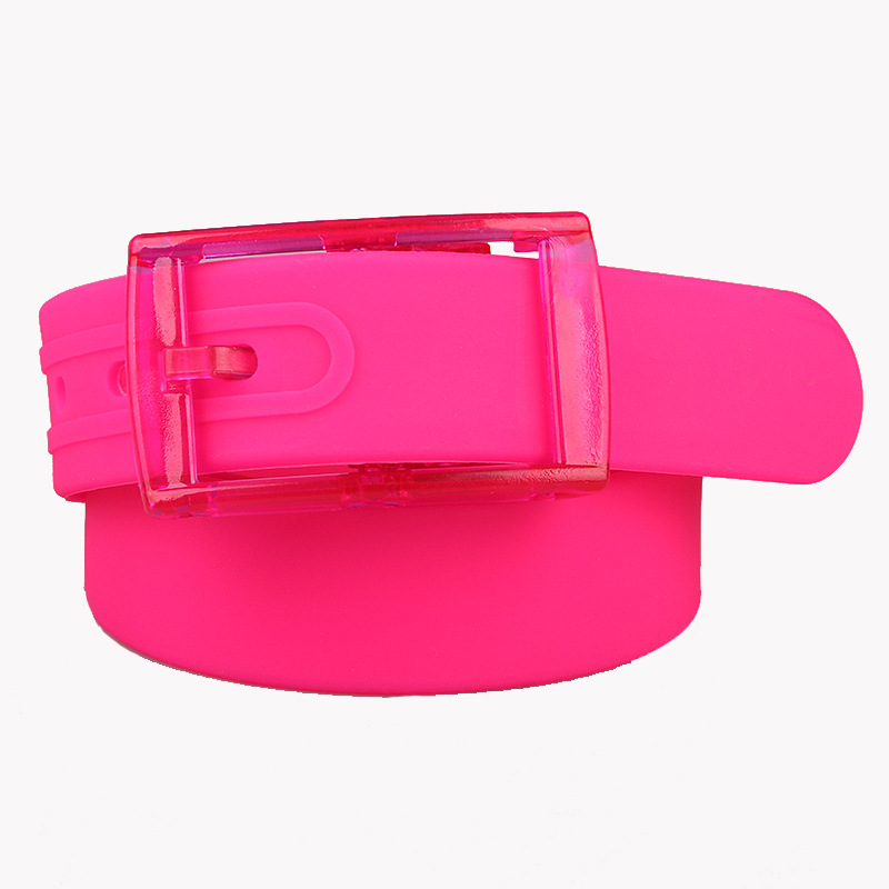 Ceinture en Silicone pour hommes et femmes, taille ajustable, boucle en plastique parfumée, couleurs bonbons, ceinture en caoutchouc, Style coréen: rose