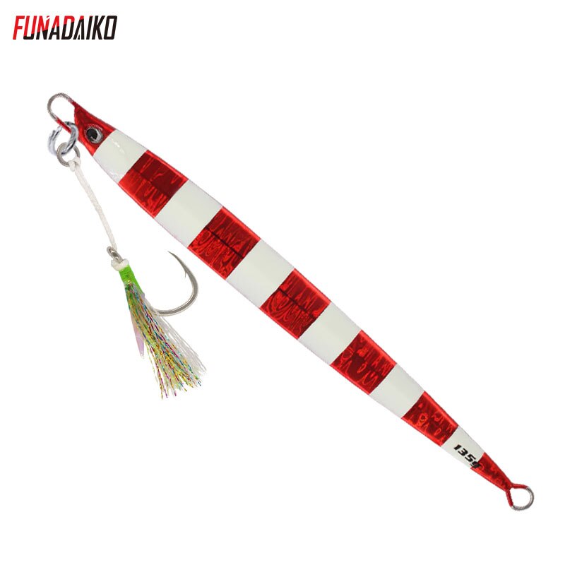Funadaiko jigging lokke 80g 100g 135g jig agn metal jig lokke fiskeri lokke jig langsom jig fiske jig med 5x hjælpe kroge pesca