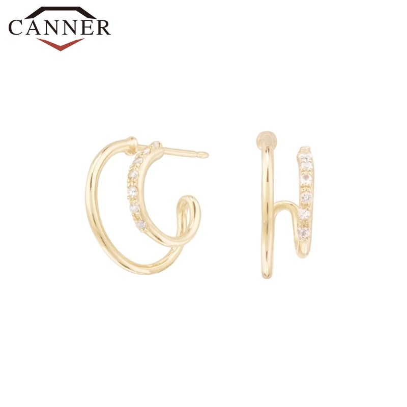 -Trend INS Einfache Persönlichkeit CZ Zirkon Geometrische Ohrringe für Frauen 925 Sterling Silber Stud Ohrringe Modeschmuck