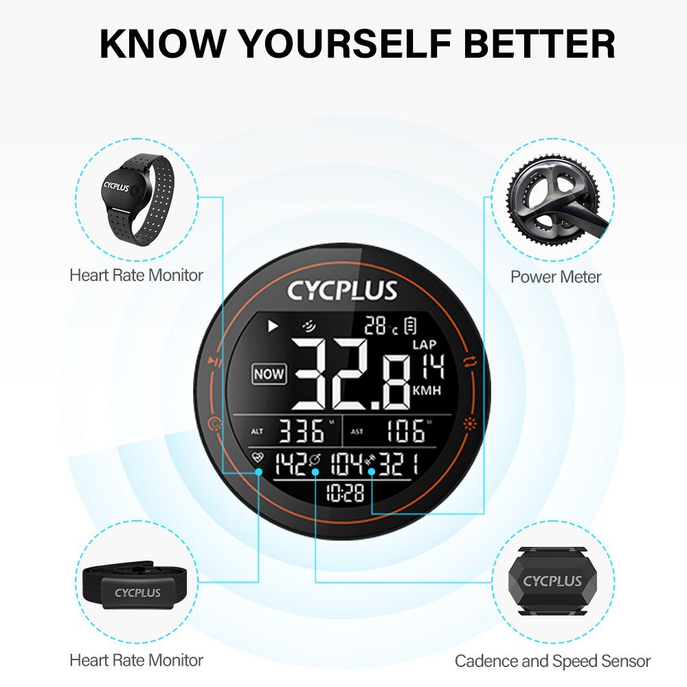 CYCPLUS Drahtlose Fahrrad Computer GPS Tacho BT Ameise Wasserdicht mit Kadenz Sensor Herz Bewertung Monitor für MTB Fahrrad 2022 Neue