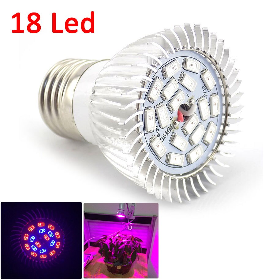 120 150 LED Plant Grow Light Hydro phyto lamp bulb Indoor Flower Greenhouse Full Spectrum Growth Lamp E27 growbox room: 18 Led