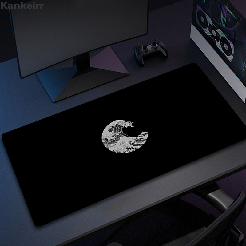 Podkładka pod mysz dla graczy czarno-biała podkładka pod mysz Great Wave XXL mechaniczna podkładka pod klawiaturę antypoślizgowy dywan podkładki pod mysz z naturalnej gumy 90x40: XXS / WHITE