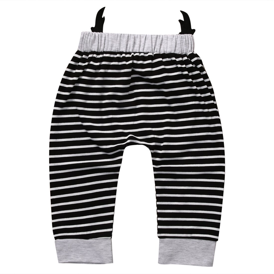 Söta 0-24m pojkar flickor rumpa tecknade djur tryckta långbyxor haremsbyxor bomull byxor outfit: Remsa / 24m