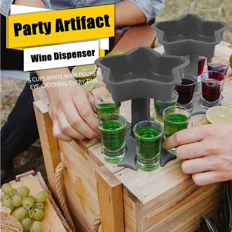 5 Shot Glass Dispenser Liquor Dispenser Caddy Portable Dispenser Party Bar Accessories Drinking Games Glass Dispenser