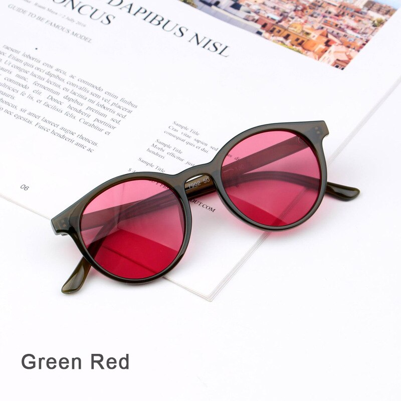 Kinlion retro runde børn solbriller til piger vintage overdimensionerede drenge solbriller til børn beskyttelsesbriller uv beskyttelse solbriller: Grøn rød