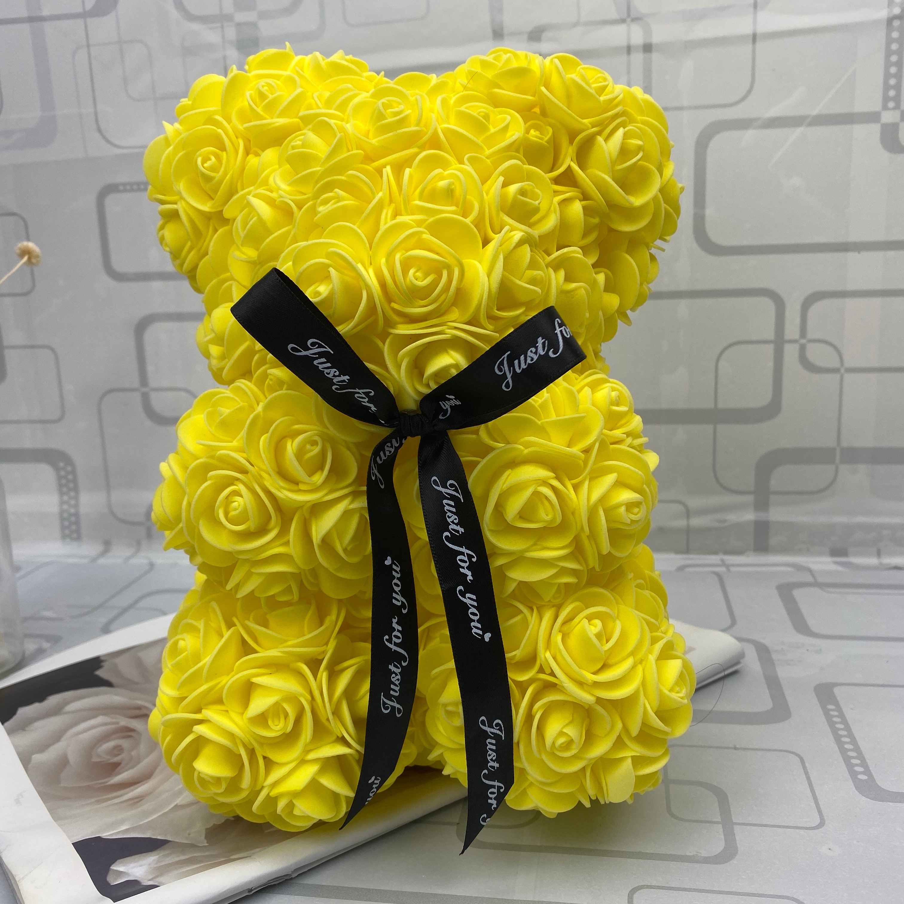 Valentinsdag dag 25cm rød rose bamse rose blomst kunstig dekoration jul kvinder valentinsdag