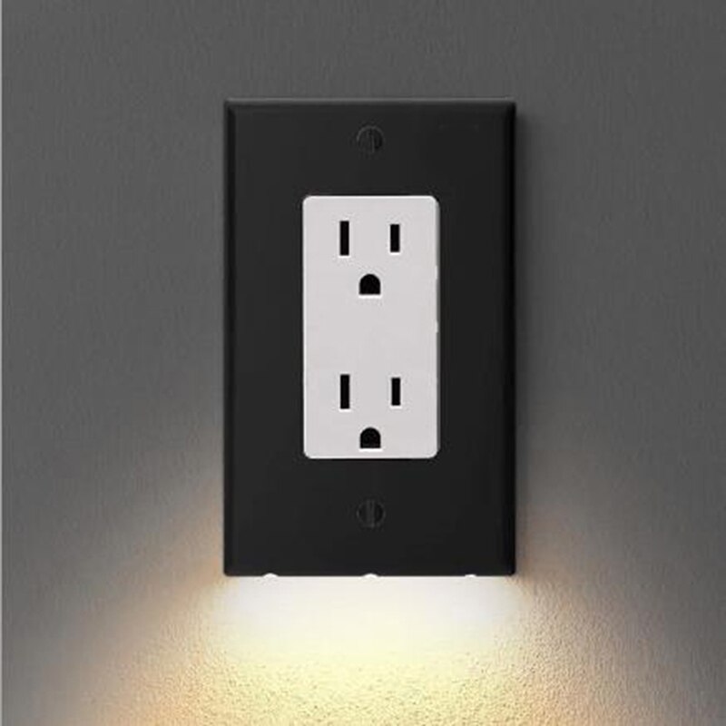 1PC Outlet Wall Plate With LED Night Lights Outlet Cover Duplex Wall Plate