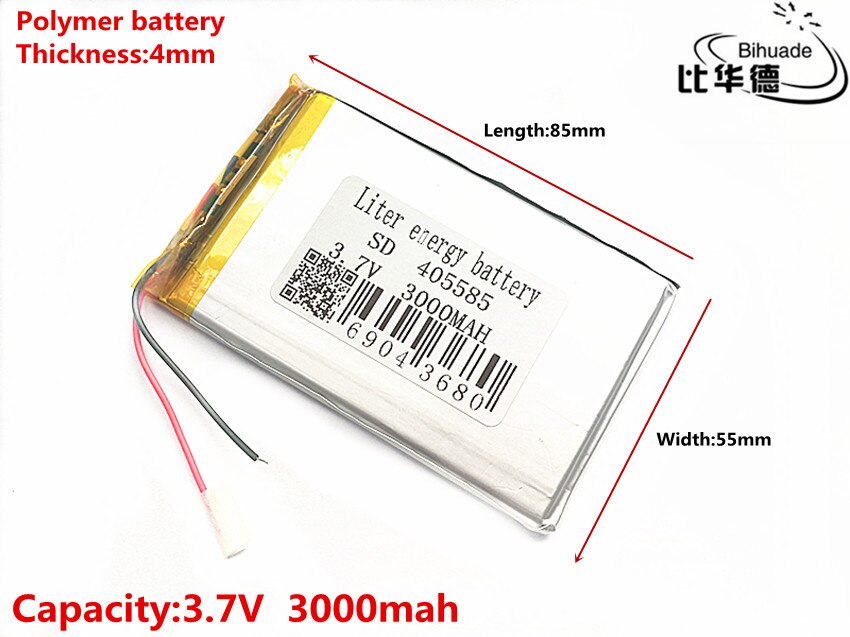 3.7 V 3000 mAh 405585 Lithium Polymeer Li-Po li ion Oplaadbare Batterij Lipo cellen Voor Zoeklicht Auto DVR camera PDA Recorder