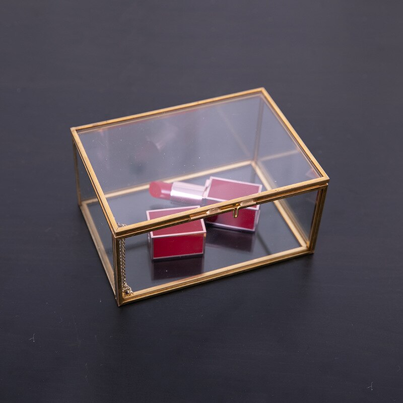 Joyero nórdico de cristal, caja de almacenamiento de estilo Retro, tocador, caja de pañuelos, colección de acabado, cubierta de exhibición para tienda de uñas