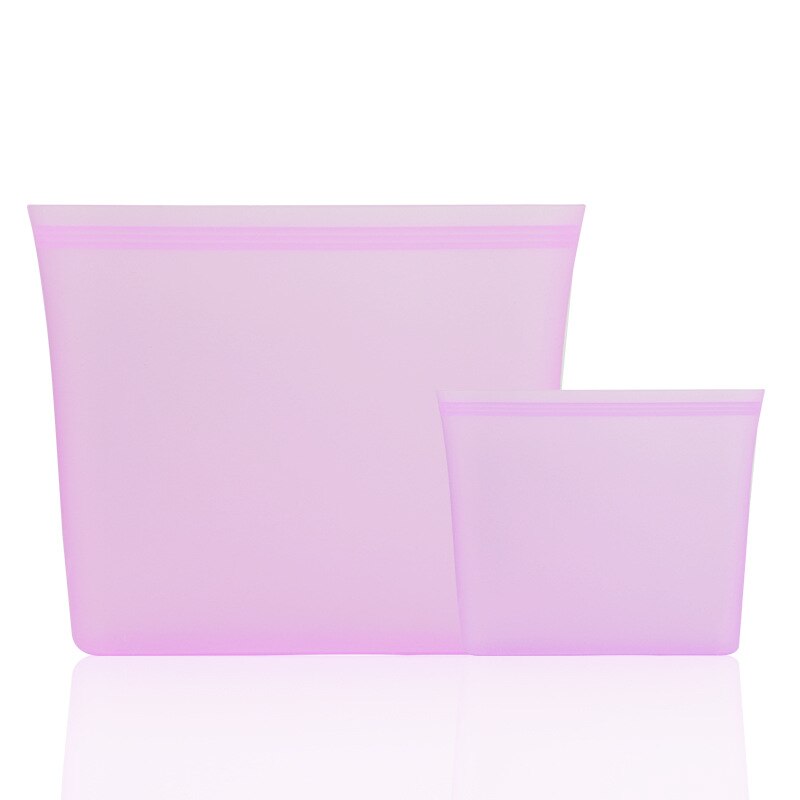 3 stücke Küche Kühlschrank Snack Lager Kasten Suppe Milch Leck Beweis Container Aufstehen Frische Tasche wiederverwendbar Silikon Lebensmittel Lagerung Kasten Taschen: 2 Rosa Taschen