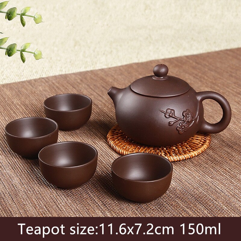 5 Stks/set Chinese Yixing Paarse Klei Thee Sets Xishi Theepot Handgemaakte Ketel Master Theekopjes Authentieke Huishoudelijke Theewaar Drinkware: C