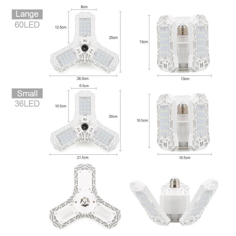 Luz LED 360 grados para garaje Deformable luz de techo iluminación interior comercial e Industrial de iluminación para Taller de garaje