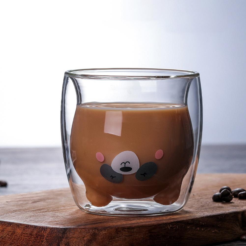 3D 2 niveaux belle Panda ours innovant bière verres résistant à la chaleur Double paroi tasse à café matin lait verre jus verre