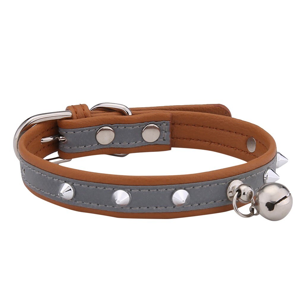 Dog Pet Cat Dog Collars Cat Dog Collars Adjustable Rivets Retro Collar Support: Brown 
