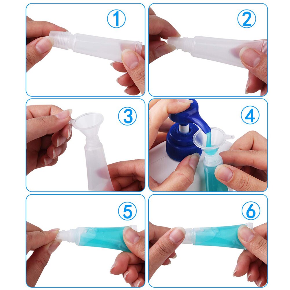 10Pcs 10ml Lip Gloss Balm Lotion Container Tube Refillable Squeeze Transparent Makeup Container Empty Cosmetics Travel Bottle