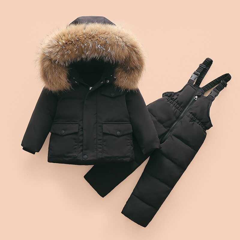 Kinderen Winter Outdoor Kleding Pak Wind En Sneeuw Verdikking Geschikt Voor 3-5 Jaar Oude Baby Meisje winter Jas Mode: Black / 5T