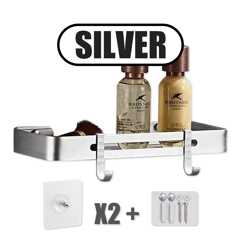 Bathroom Shelf Shower Storage Rack Wall Triangle Storage Standing Shelves Shampoo Holder No Drill Punching Bathroom Accessories: Silver-B