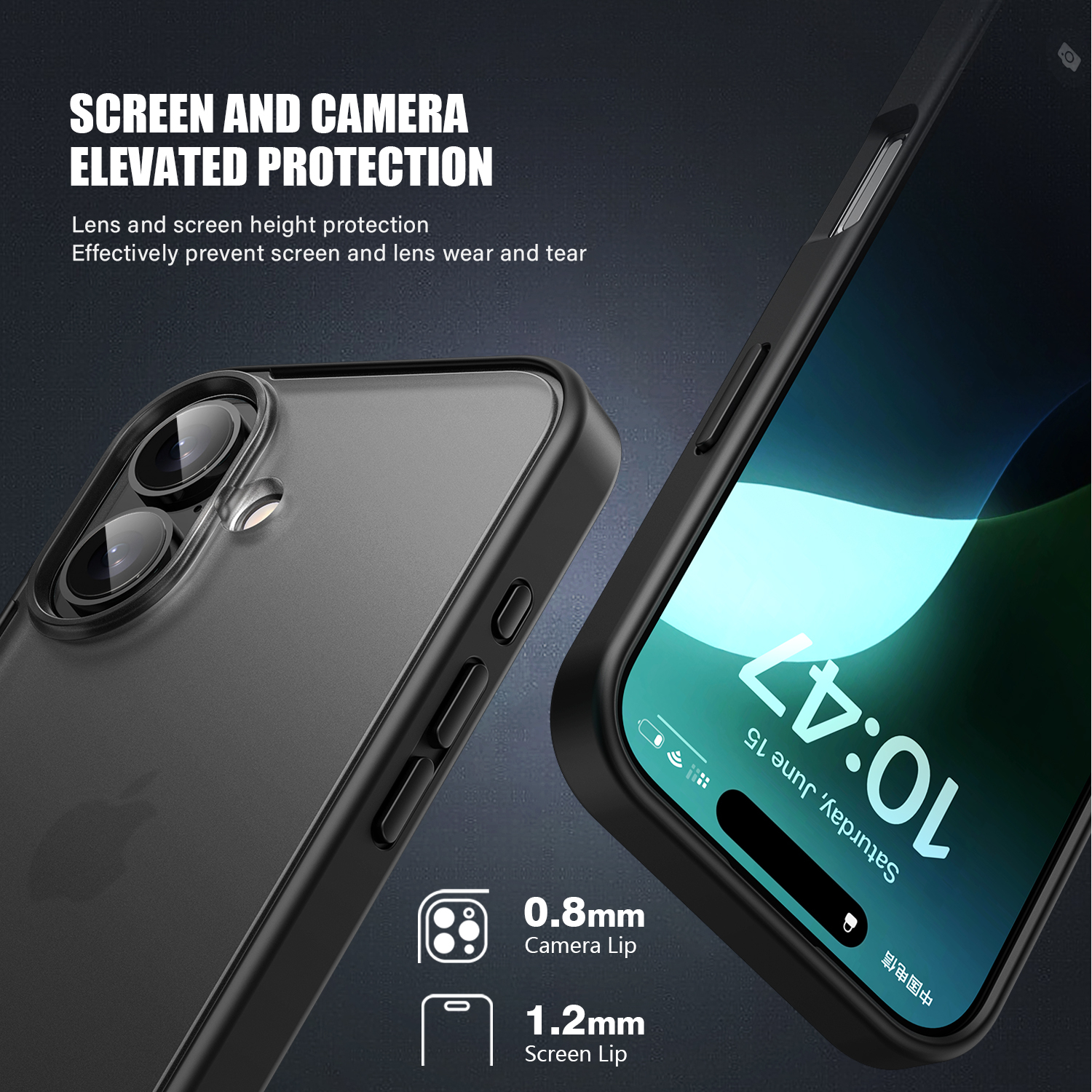KEYSION Transparent Matte Case for iPhone 16 Plus Translucent Silicone+PC Shockproof Phone Back Cover for iPhone 15