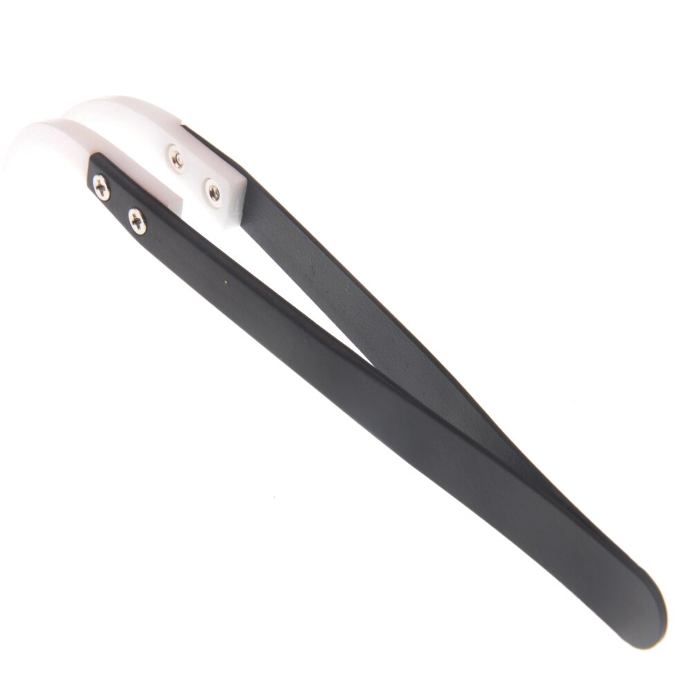 Black-White Ceramic Tweezers Straight/Curved Ceramic Tip Anti Static Stainless Steel Handle Insulated Industrial Tweezers