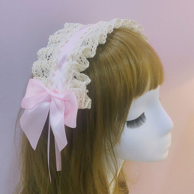 Serre-tête en dentelle Lolita, serre-tête fait à la main pour filles, joli bandeau de demoiselle, Anime, ,: A