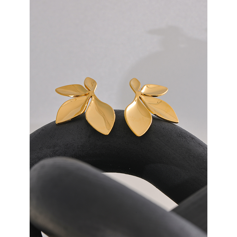 Yhpup Edelstahl Blätter Blume Ohrstecker Helle Anti Allergie Wasserdicht Charme Textur Hochwertiger Schmuck