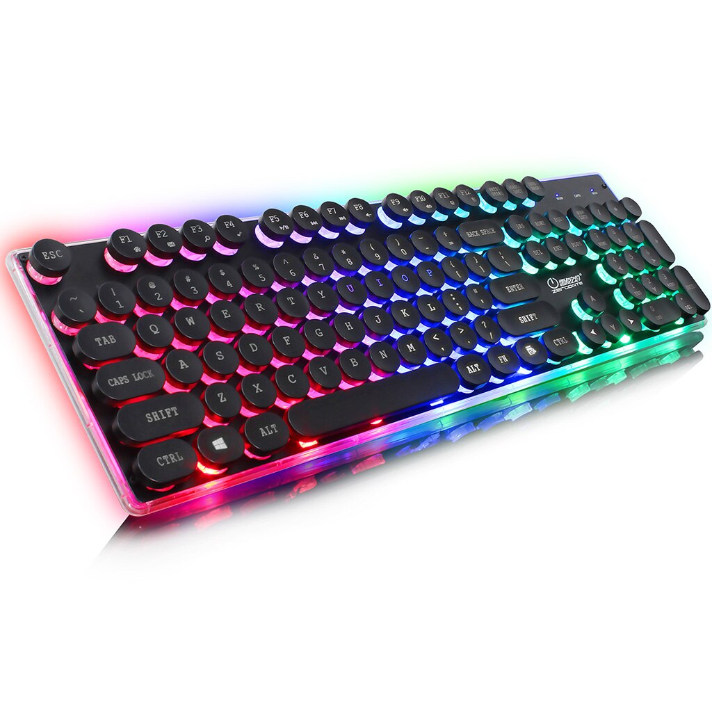 Gaming Mouse Keyboard Round Key Backlit Keyboard Multi-color 7 Buttons Mouse