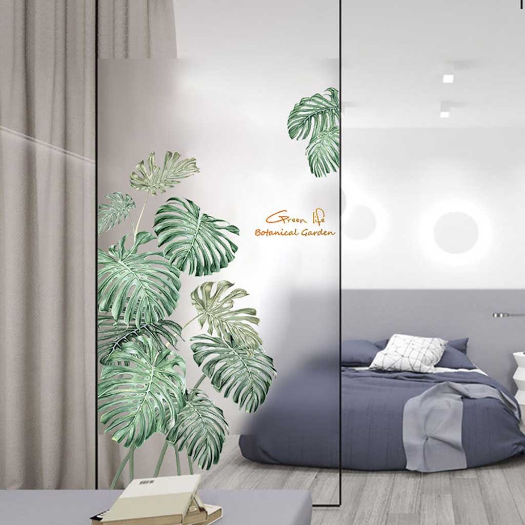 Plante verte autocollant Mural bricolage pivoine Rose fleurs plage feuilles de palmier tropicales Stickers muraux Art moderne vinyle décalcomanie murale